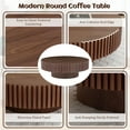 thumbnail image 4 of FFH 39.37" Round Coffee Table for Living Room,Rustic Modern Coffee Table with Sturdy Pedestal,Nature Wood Handcraft Corner Coffee Table,Circle Side Table Centre Table for Apartment,Walnut, 4 of 10