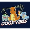thumbnail image 2 of Boy's Pokemon Bulbasaur, Squirtle and Charmander Good Vibes  Graphic Tee Navy Blue Large, 2 of 4