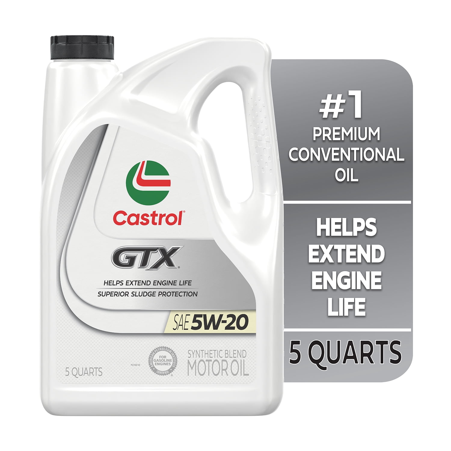 Castrol GTX 5W-20 Synthetic Blend Motor Oil, 5 Quarts, Case of 3