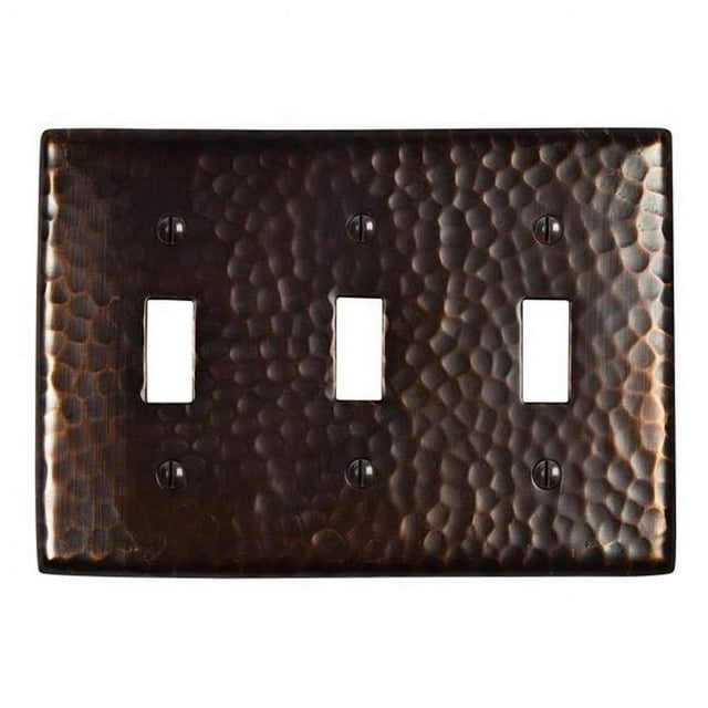 The Copper Factory Solide Martelé Cuivre Triple Plaque d'Interrupteur en Finition Cuivre Antique - CF127AN