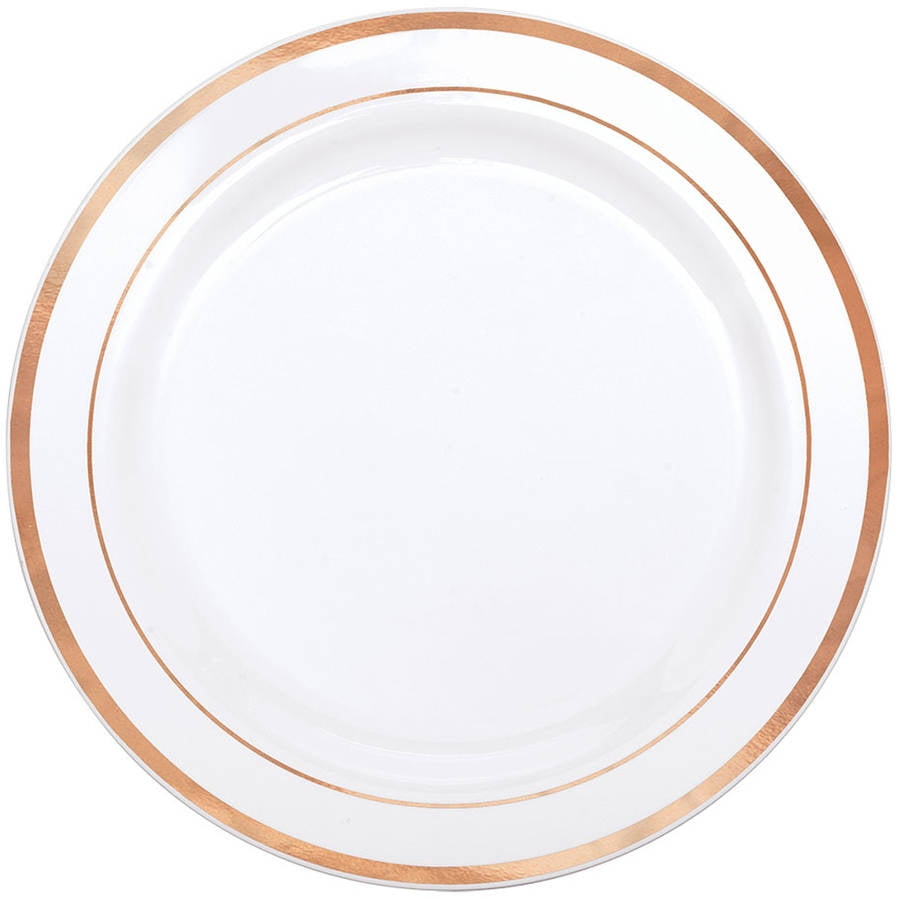 Rose Gold Trim Premium Dessert Plates, Pack of 20