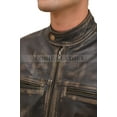 thumbnail image 5 of Men’s Distress Black Vintage Café Racer Genuine Leather Jacket, 5 of 6