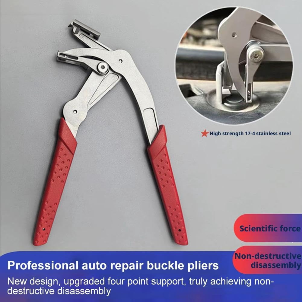 Car Clip Pliers & Trim Removal Tool, Spring-Loaded Fastener Rivet Remover for Auto Door Panels, Interior & Exterior Trim, Mechanic, Damage-Free Disassembly