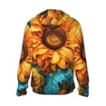thumbnail image 3 of Uemuo Deep Yellow Colorful Sunflower Pattern Women's Full Zip UPF 50+ Sun Protection Hoodie Jacket Long Sleeve Sun Shirt Hiking Outdoor Performance with Pockets-, 3 of 9