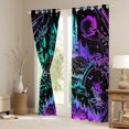 thumbnail image 3 of Manfei Gothic Fantasy Castle Blackout Curtains Set of 2 (52x84 Each),Vintage Floral Stars Curtain,Blue Black, 3 of 6