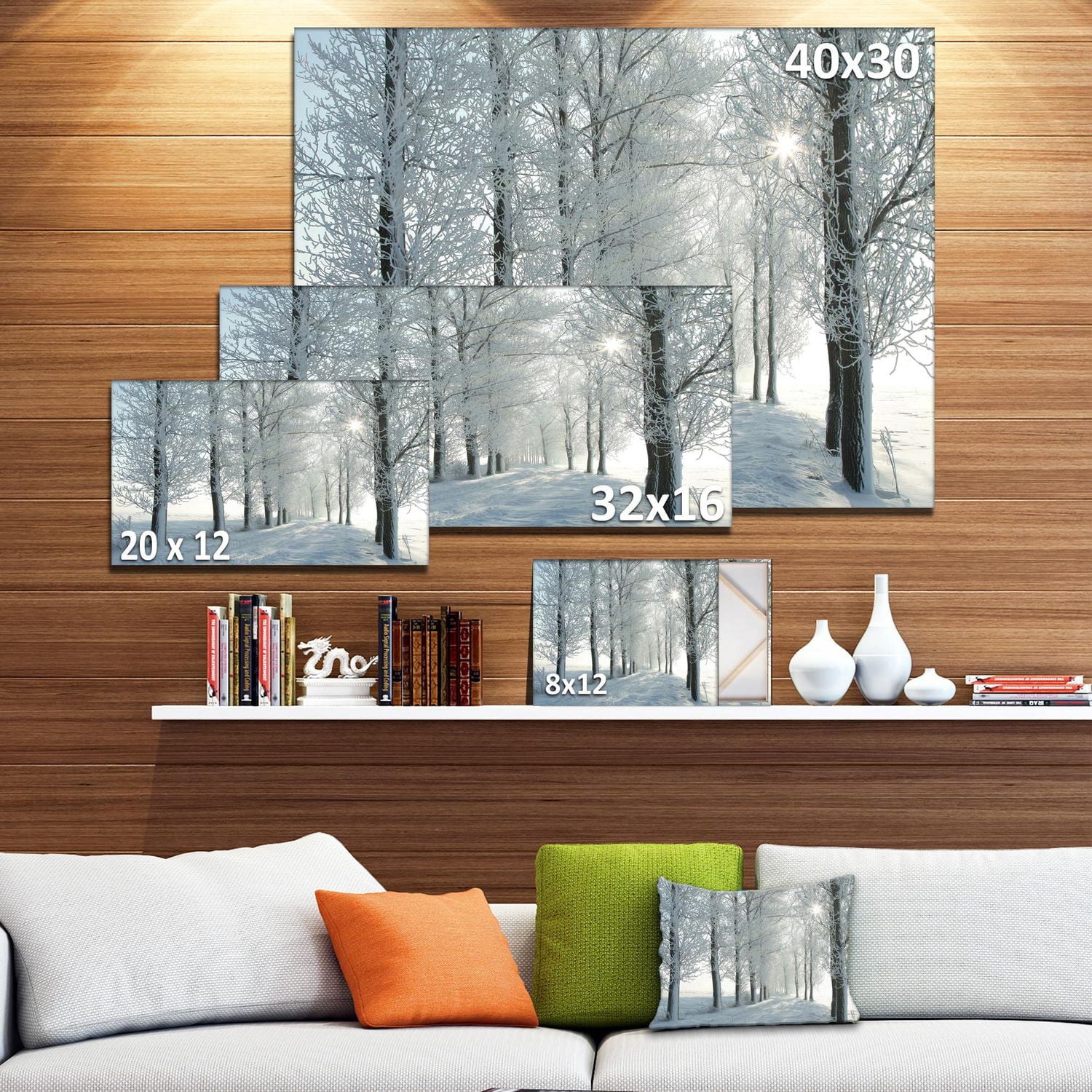 Designart Winter Trees Backlit by Morning Sun Canvas Wall Art