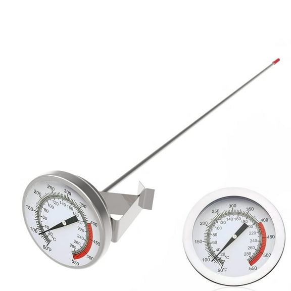 15" Long Stem Deep Fry Thermometer with Clamp,Instant Read 2" Dial Meat BBQ Thermometer for Deep Fry,Grill,Turkey,Candy,Coffee etc
