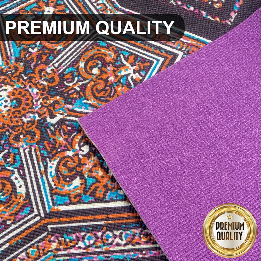 Vandue AUM 4mm Soft Foam Tech Lilla Series Yoga Exercise Mat - 68" x 24" - Perfect for Yoga/Pilates/Floor Exercises Ohm Flower