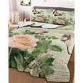 thumbnail image 3 of Quilts Twin Size, Vintage Butterfly Roses Soft Comforter Bedding Set for Bed, Spring Botanical Floral Lightweight Quilted Bedspread with Pillow Cover(2 Pieces) for All Season, 68x86 Inch, 3 of 6