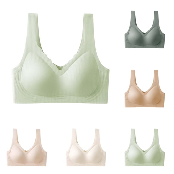 Ashirexll Push Up Bra, Plus Size Bras for Women, Seamless Bra Wireless Thin Breathable Soft Support