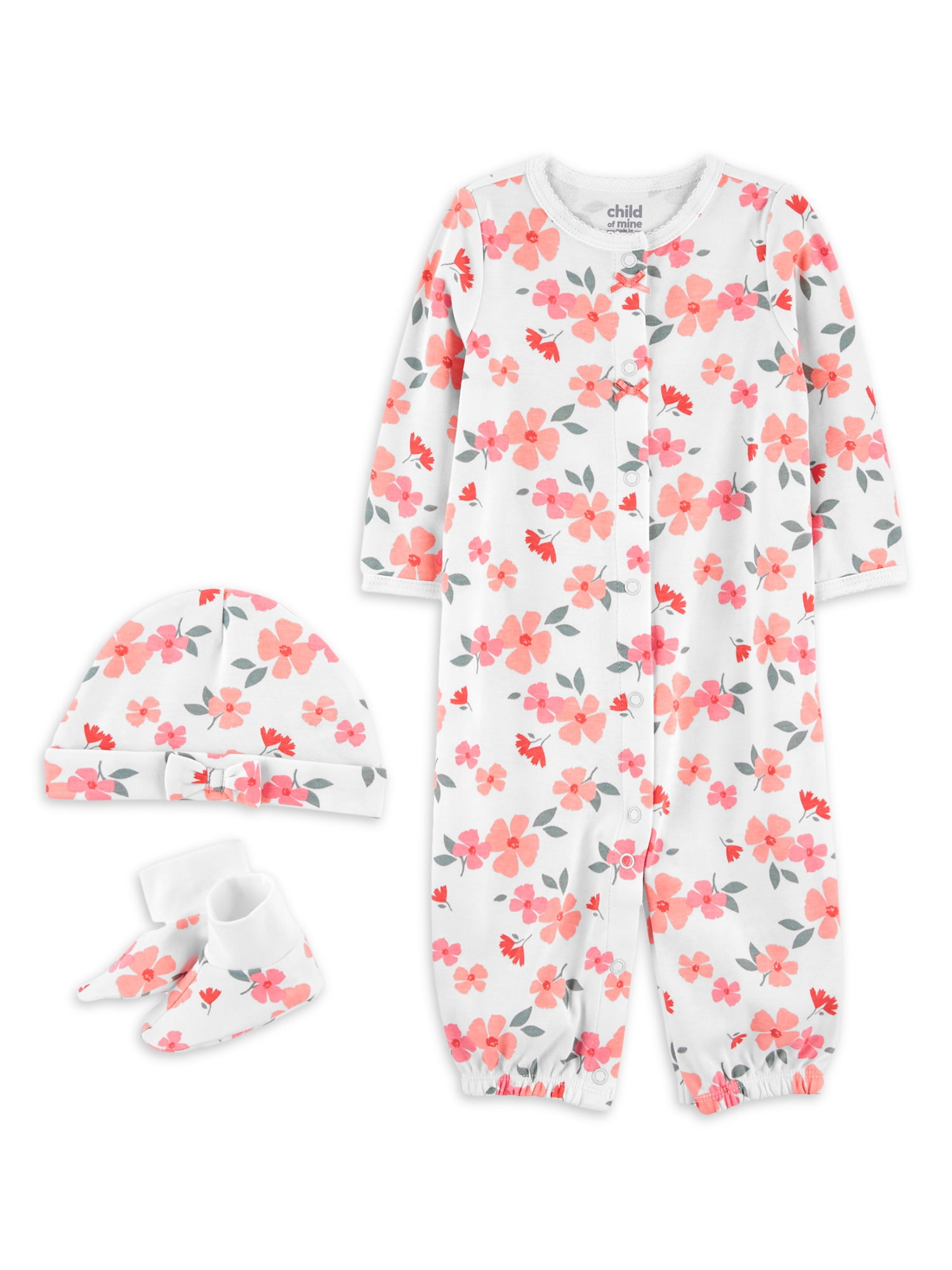 Carter's Child of Mine Baby Girl Gown Set, 3Piece, Preemie6/9 Months