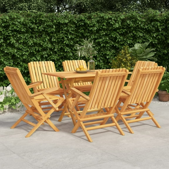 vidaXL 7 Piece Patio Dining Set Solid Wood Teak