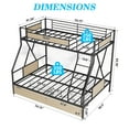 thumbnail image 6 of PAPROOS Bunk Bed Twin Over Full, Bunk Bed for Kids with Drawers, Ladder, Guard Rails, USB Charging Station, Metal Bunk Bed Frame for Teens Adults for Bedroom Dorm Room,No Box Spring Needed, Black, 6 of 12