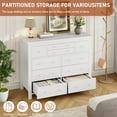 thumbnail image 2 of Commode en Bois à 10 Tiroirs - Longue Commode avec Rangement Profond - Organisateur Moderne et Robuste pour Chambre, Salon, Entrée, Garde-Robe, Bureau à Domicile, Ensemble de Meubles, 47,2 Pouces, Blanc, 2 of 7