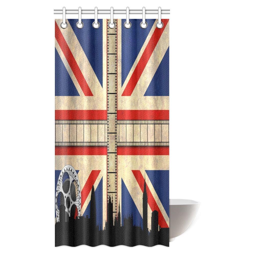 Pop Union Jack Shower Curtain Grungy Aged Uk Flag Big Ben Country