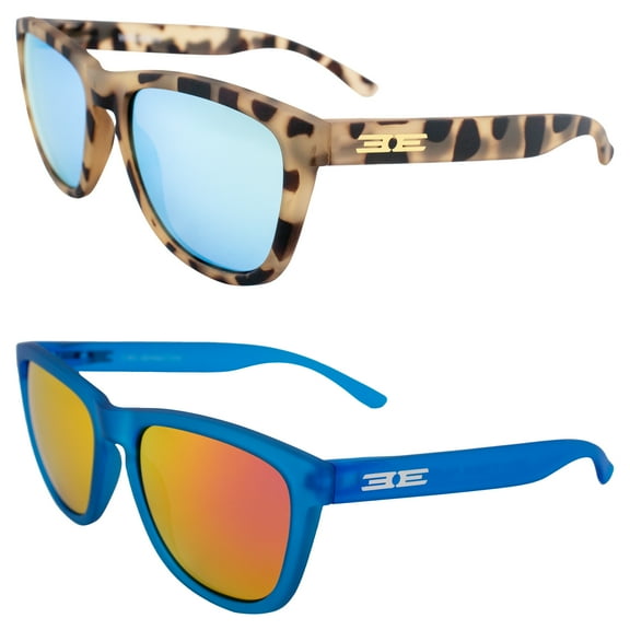 Epoch Eyewear Vibe Polarized Sunglasses Women Men 2 Pairs Cream Demi w/Teal Mirror Lens & Blue w/Pink Mirror Lens