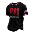 thumbnail image 3 of Men's Never Forget 911 Tshirt 25th Anniversary American Flag Print Short Sleeve 911 Patriotic Crewneck Tops, 3 of 5