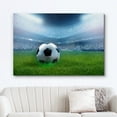 thumbnail image 2 of HFDF Canvas Prt Wall Art Soccer Ball on Green Field Stadium Sports Athletes Photography Modern Art Contemporary Scenic Urban Multicolor for Livg Room, Bedroom, Office - 20x16inch Framed, 2 of 5