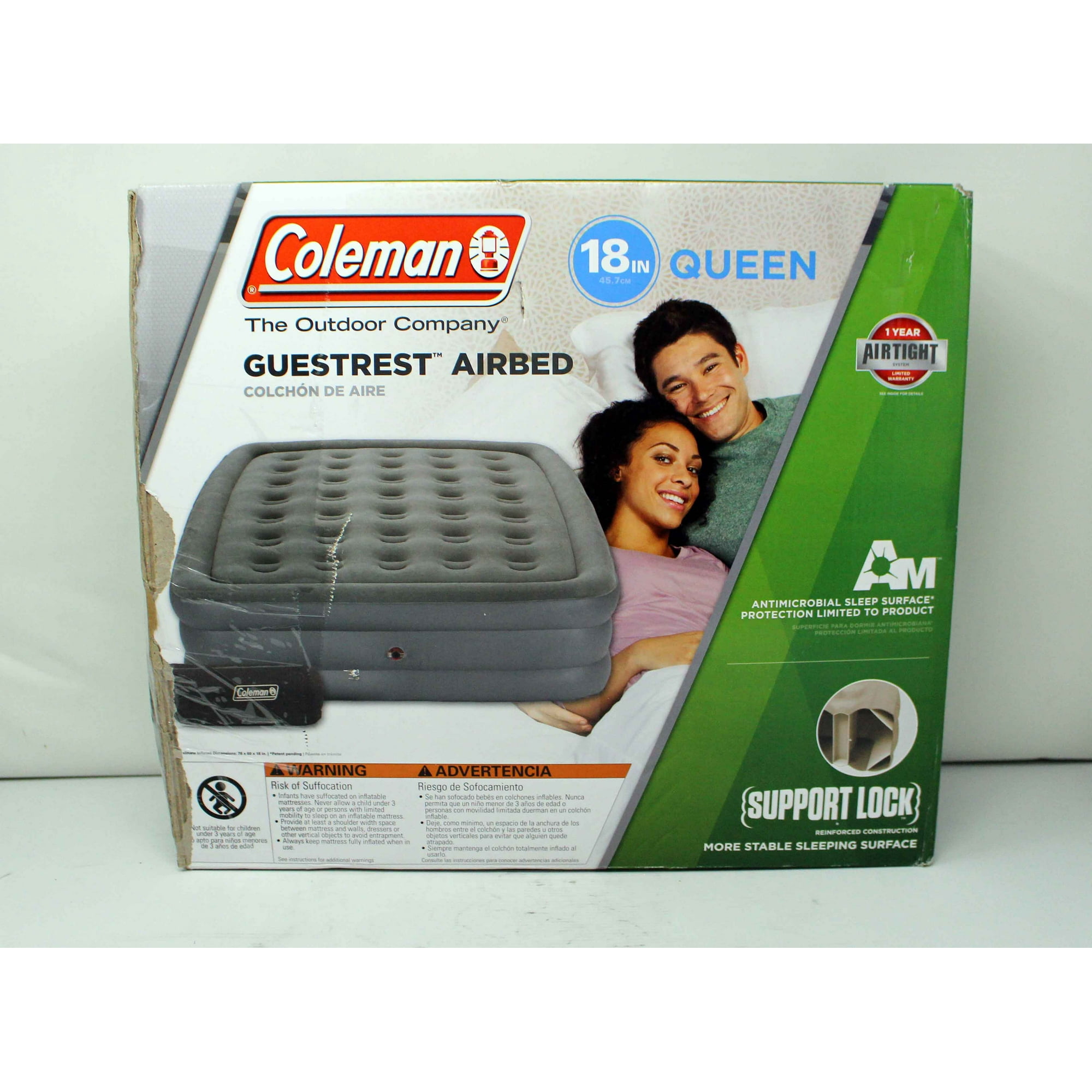 Coleman GuestRest Airbed 18 Queen Distressed Packaging Walmart