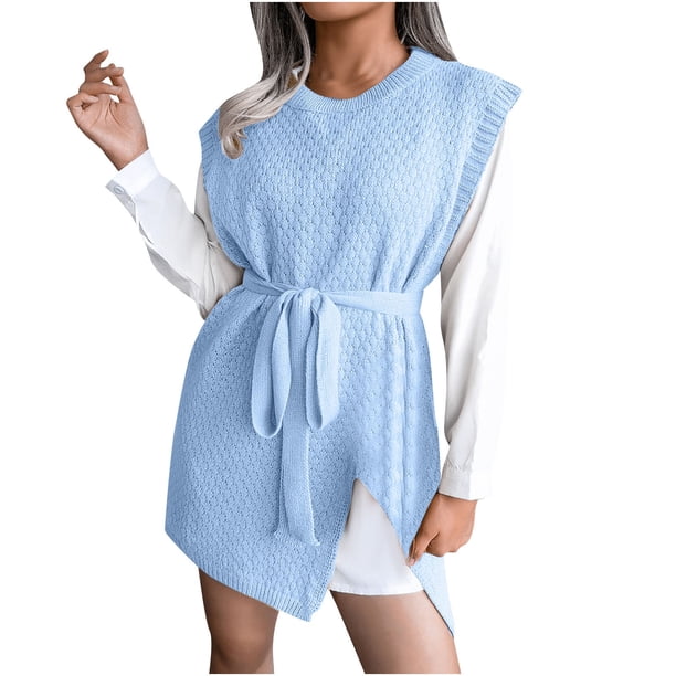 Moda mujer casual correas chaleco sin mangas suéter tejer vestido Fridja hjkh501