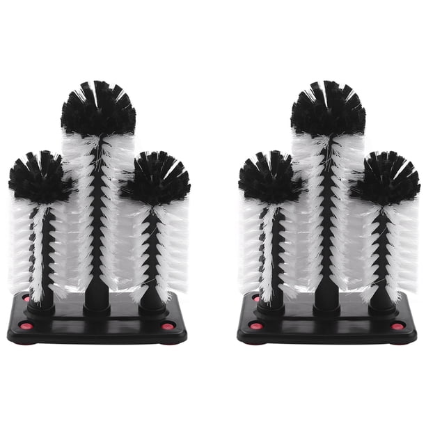 2X Lavadora de Vidrio Cepillo 3 Cepillos de Lavado de Vidrio con Limpiador de Vidrio de Barra de Base de Succion