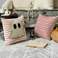 thumbnail image 3 of Halloween Hey Boo Cute Ghost Spooky Pink Throw Pillow Covers, 18 x 18 Inch Horror Scary Cushion Case for Sofa Couch Set of 4, 3 of 6