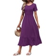 thumbnail image 4 of TARAINYA Womens Summer Dresses Short Sleeve Maxi Dress Crewneck Casual Sundresses with Pockets, 4 of 8