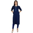 thumbnail image 2 of Bimba Women Kurti 3/4 Sleeve Casual Kurta With Pockets Straight Tunic Blouse, 2 of 9