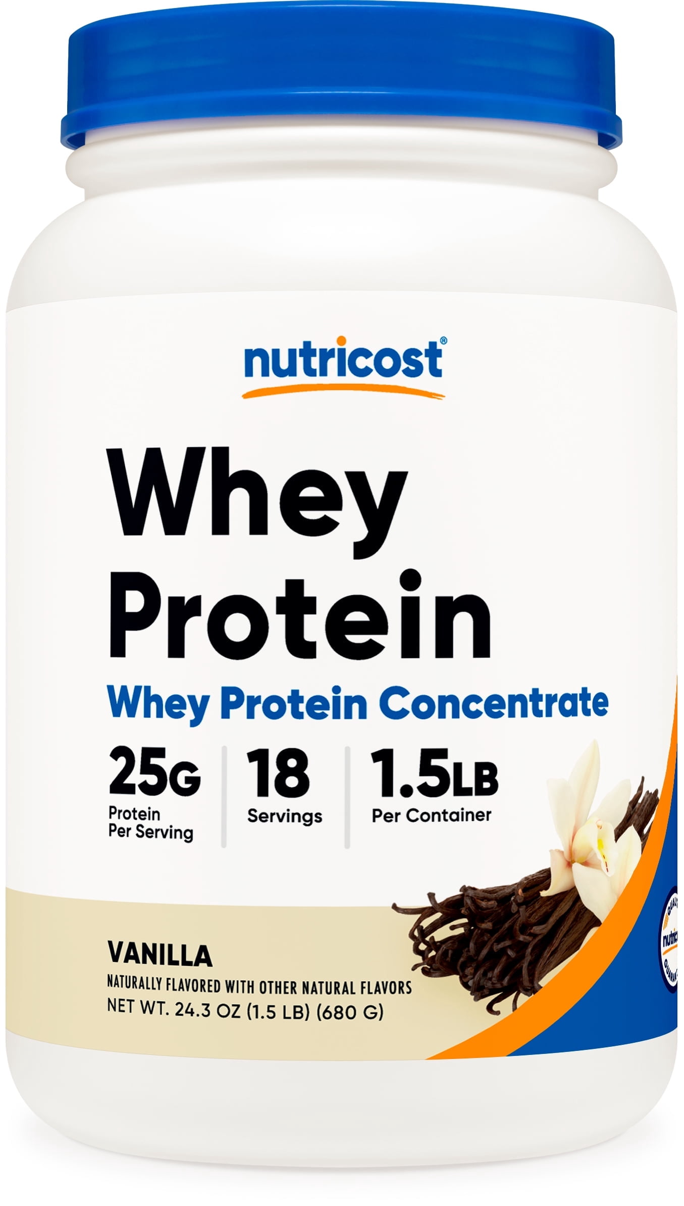 Nutricost Whey Protein Concentrate (1.5 Pounds, Vanilla) - 25 Grams of Protein Powder per Serving
