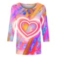thumbnail image 4 of QTOCIO 3/4 Hauts à Manches pour Femmes, Hauts d'Été à Manches 3/4 pour Femmes, T-Shirts de Mode Décontractés Col Rond Manches 3/4 T-Shirt Ample Blouses pour Dames, 4 of 5