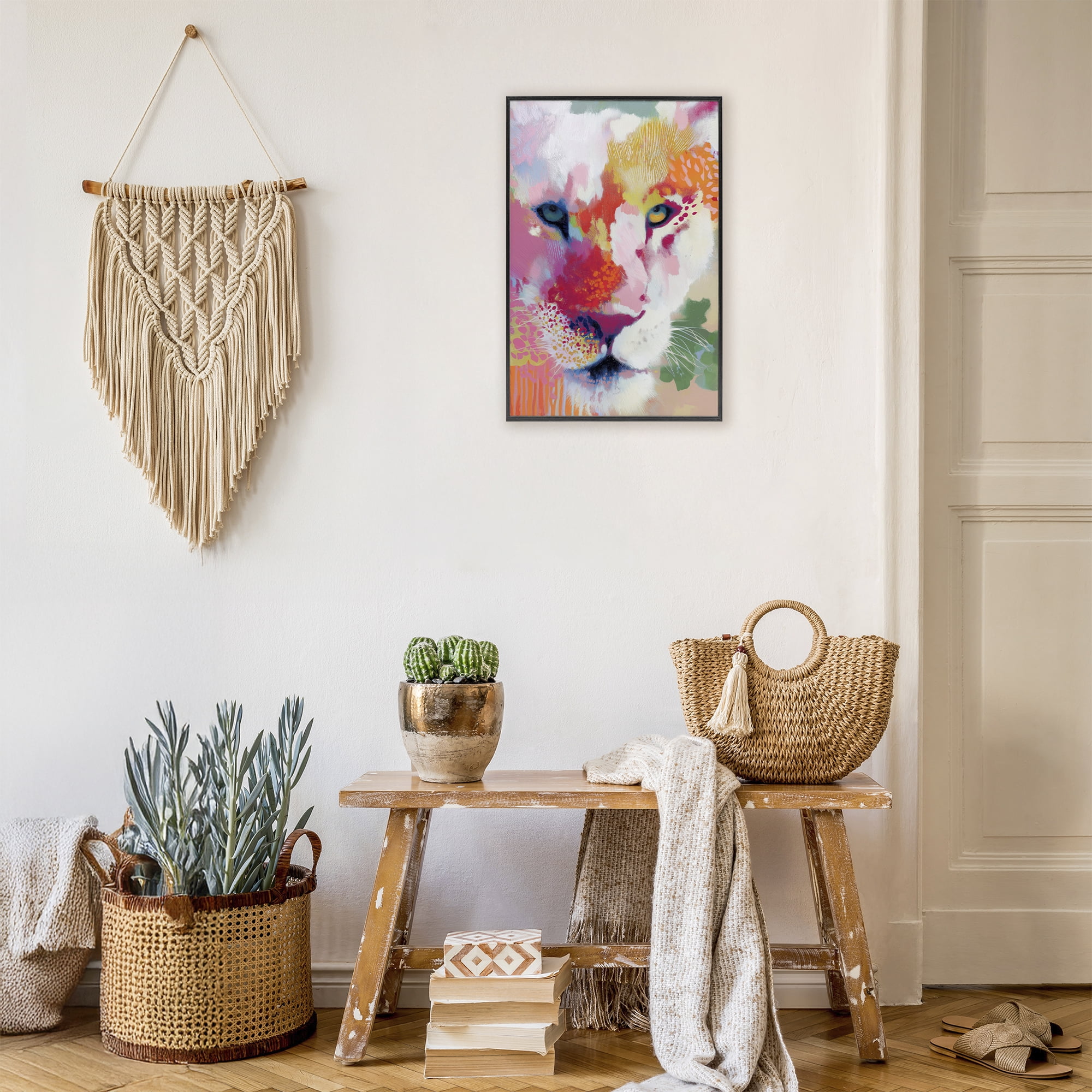 Stupell Industries Lion Eyes with Intense Gaze Black Framed Giclee Art, design by Chromatic Storm Studio