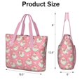 thumbnail image 3 of Tote Bag for Women - Pink Christmas Santa Pattern Shoulder Bag - Large Utility Work Duffle Bag with Zipper Handbag for Travel, Work, Sprots, 3 of 5