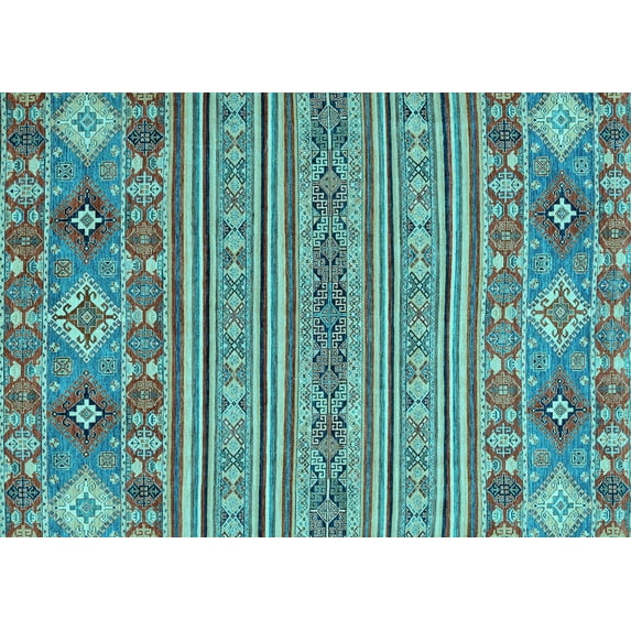 Ahgly Company Indoor Rectangle Abstract Light Blue Modern Area Rugs, 8' x 12'