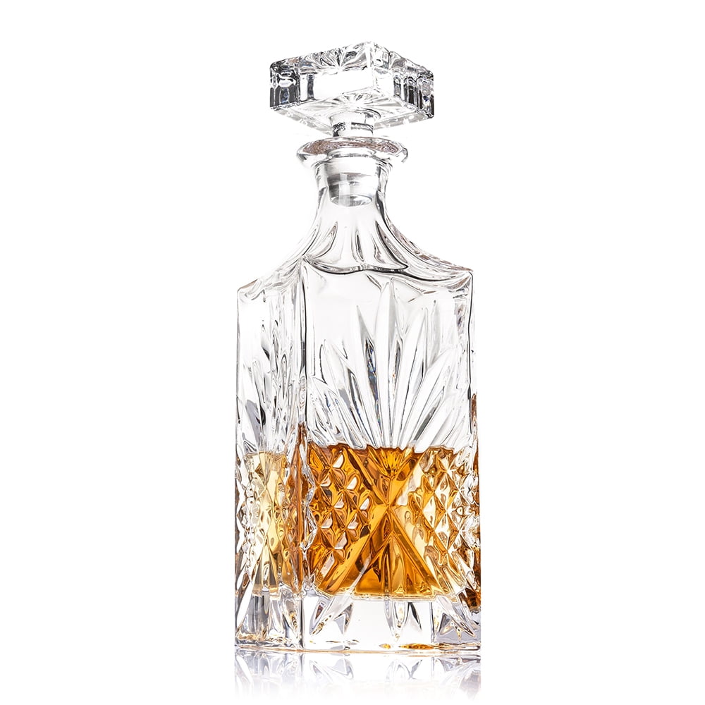 Crystal Whiskey Decanter 100 Lead Free 28oz 750ml Diamond Decanter With Glass Stopper For Whiskey Bourbon Scotch Vodka Wine Liquor Walmart Com Walmart Com