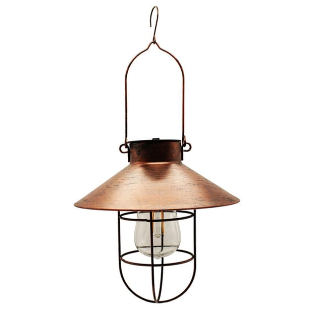 (Gancho S Disco Cobre) Lámpara Solar LED Tungsteno Linterna Hierro Forjado Disco Jardín Terraza (2) 2PCS
