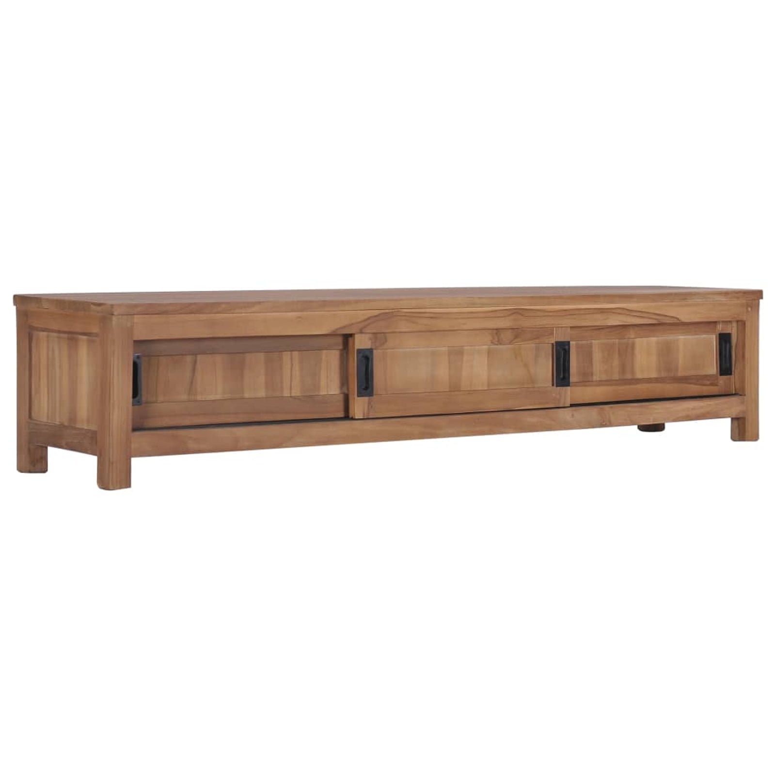Teakwood 59'' Rustic TV Stand with 3 Sliding Doors in Natural Brown
