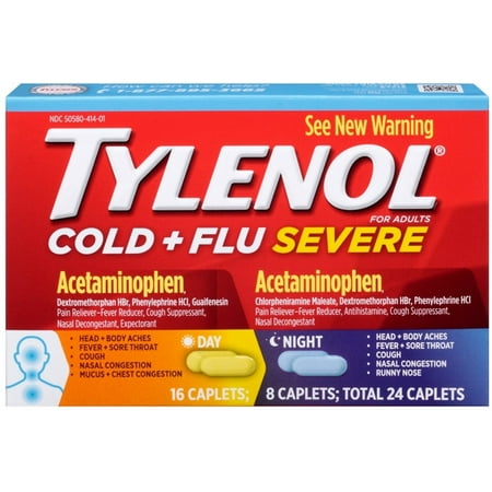 TYLENOL froide + grippe sévère jour et nuit Caplets 24 ch (Lot de 6)