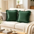 thumbnail image 6 of Yatlte Velvet Ruffle Throw Pillow Covers Couch, Decorative Pillowcases with Ruffles 18x18 Inch Solid Color Shabby Chic Farmhouse Cushion Cover for Living Room Sofa Bed, 6 of 6