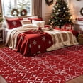 thumbnail image 2 of Alfombra Deerly con forma de copo de nieve rojo, 183 x 274 cm, antideslizante, lavable, 2 of 9