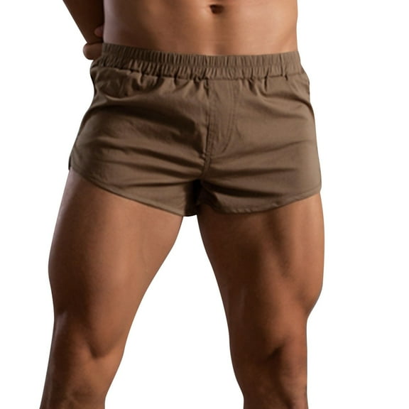 KaLI_store Mens Boxer Briefs Men's Underwear Briefs Pack Enhancing Ball Pouch Low Rise Bikini Briefs for Male Brown,M