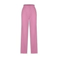 thumbnail image 4 of amkenre Wide Leg Pants Woman Tummy Contro Comfy Cropped Pants Solid with Pocket Casual Summer Capris High Waisted Elastic Waist Loose Long Pants Business Work Vacation Lounge Trousers, 4 of 6