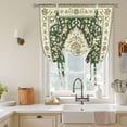 thumbnail image 3 of Vintage Ethnic Floral Tie Up Curtain 45 Inches Long, Green Classical Bohemian Style Balloon Style Kitchen Window Curtain Over Sink, Small Window Rod Pocket Curtain 34"x45", 3 of 9