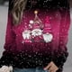 thumbnail image 1 of Plus Size Christmas Top, Women's Plus Christmas Dwarf & Slogan Print Ombre Long Sleeve Round Neck Slight Stretch Top, 1 of 5