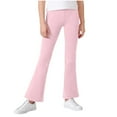 thumbnail image 3 of Hurxie Girl's Flare Leggings with Pockets High Waisted Bootcut Yoga Pants Kids Dance Bell Bottoms Leggings Pink,9-10 Years, 3 of 6