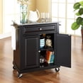 thumbnail image 5 of Bowery Hill Traditional Wood Kitchen Cart with Granite Top in Black, 5 of 6