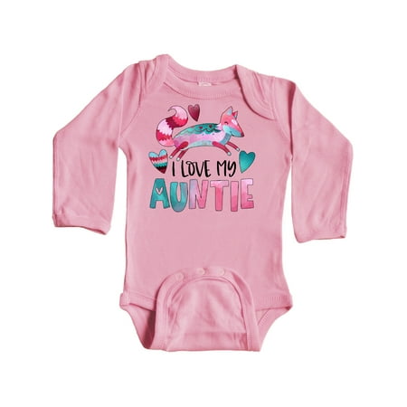 

Inktastic I Love My Auntie Pink and Blue Fox with Hearts Gift Baby Boy or Baby Girl Long Sleeve Bodysuit