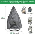 thumbnail image 2 of SINGES Patio Egg Chair Covers with Zipper, Durable Large Wicker Egg Swing Chair Covers, Waterproof Heavy Duty Weather Resistant Outdoor Chair Cover, Windproof Hanging Chair Cover, Black, 2 of 8