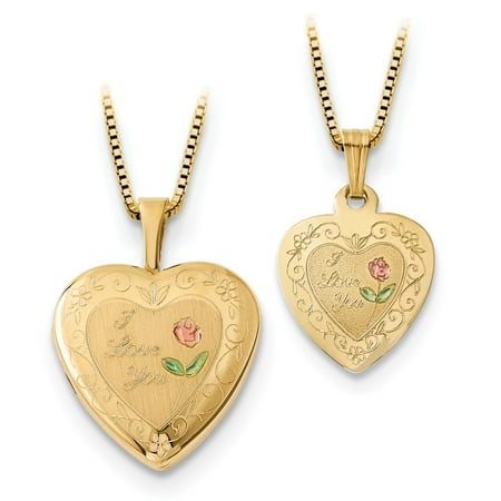 14k Gold 16mm Enamld I Love You Hrt Locket & Gold Plated Sterling Silver 12mm Pendant