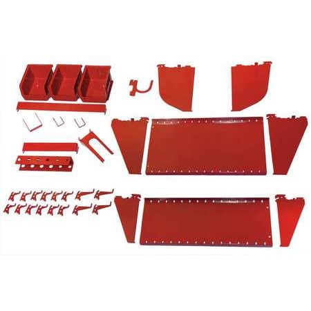 Slotwall Accessory - WALL CONTROL 35-K-WRKRD Workstation Slotted Accessory Kit,Red