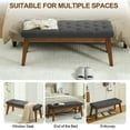 thumbnail image 5 of 43.5'' Linen Bedroom Bench, Upholstered End of Bed Bench with Tufted Button, Padded Vintage Dining Bench, Entryway Bench with Solid Wood Legs, Kitchen, Living Room, Hallway, Dark Gray Tufted, 5 of 8